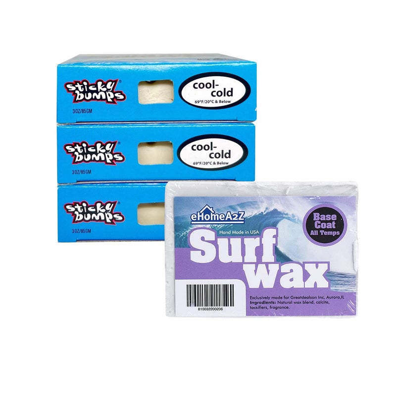 EHOMEA2Z Surfboard Wax Basecoat Bundle with Sticky Bumps Cool Cold Surf Wax Surfboard Surfing Accessories Surfing Wax (4) - Image 1